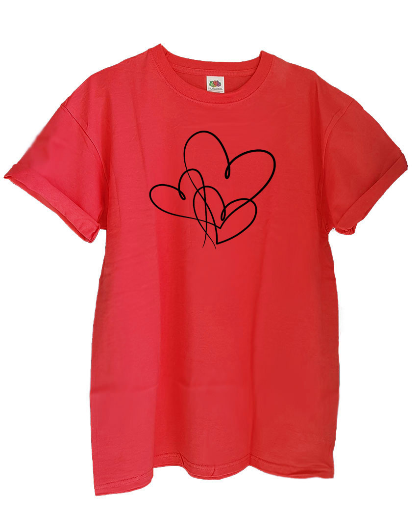 FRUIT OF THE LOOM Boyfriend T-shirt με στάμπα hearts red
